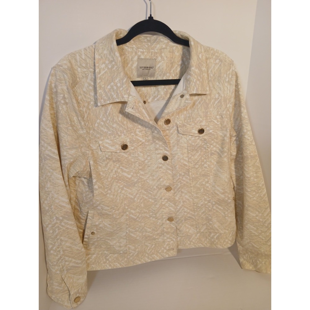 Women's Denim Jacket  Liverpool Women Lg Cotton Stretch Geometric Beige
